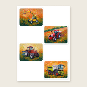 Furrow & Fields Sticker Sheet A5 (5.83″×8.27″) Tractor Mix Splash Art No. 1 | Kiss-Cut Sticker Sheet Quality Farmers Merch