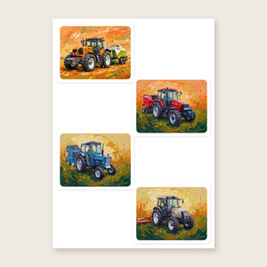 Furrow & Fields Sticker Sheet A5 (5.83″×8.27″) Tractor Mix Splash Art No. 3 | Kiss-Cut Sticker Sheet Quality Farmers Merch
