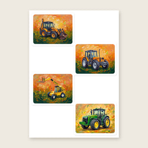 Furrow & Fields Sticker Sheet A5 (5.83″×8.27″) Tractor Mix Splash Art No. 4 | Kiss-Cut Sticker Sheet Quality Farmers Merch