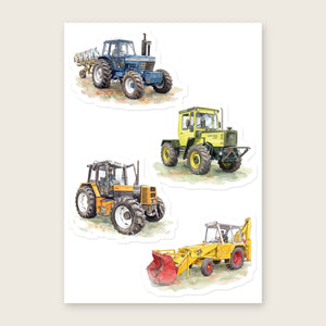 Furrow & Fields Sticker Sheet A5 (5.83″×8.27″) Tractor Mix Watercolour No. 8 | Kiss-Cut Sticker Sheet Quality Farmers Merch