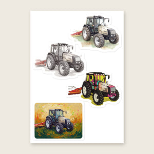Furrow & Fields Sticker Sheet A5 (5.83″×8.27″) Valtra 6750 Art | Kiss-Cut Sticker Sheet Quality Farmers Merch