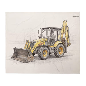 Furrow & Fields Terex 860 Elite Pencil Sketch | Throw Blanket Quality Farmers Merch