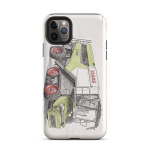 Furrow & Fields Tough Case for iPhone® iPhone 11 Pro Max CLAAS Lexion 8600 TerraTrac Pencil Sketch | Tough Case for iPhone® Quality Farmers Merch