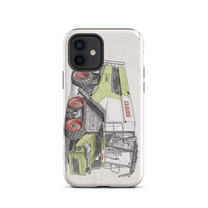 Furrow & Fields Tough Case for iPhone® iPhone 12 CLAAS Lexion 8600 TerraTrac Pencil Sketch | Tough Case for iPhone® Quality Farmers Merch