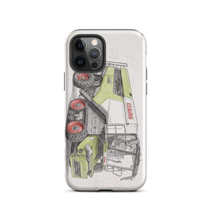 Furrow & Fields Tough Case for iPhone® iPhone 12 Pro CLAAS Lexion 8600 TerraTrac Pencil Sketch | Tough Case for iPhone® Quality Farmers Merch