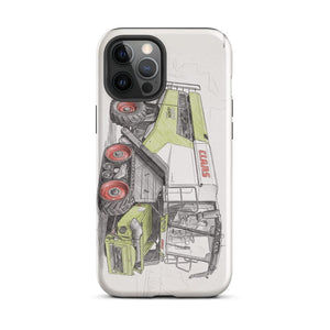 Furrow & Fields Tough Case for iPhone® iPhone 12 Pro Max CLAAS Lexion 8600 TerraTrac Pencil Sketch | Tough Case for iPhone® Quality Farmers Merch
