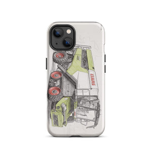 Furrow & Fields Tough Case for iPhone® iPhone 13 CLAAS Lexion 8600 TerraTrac Pencil Sketch | Tough Case for iPhone® Quality Farmers Merch