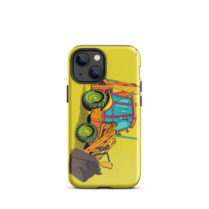 Furrow & Fields Tough Case for iPhone® iPhone 13 mini JCB 3CX Sitemaster Plus Pop Art | Tough Case for iPhone® Quality Farmers Merch