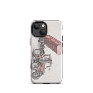 Furrow & Fields Tough Case for iPhone® iPhone 13 mini Massey Ferguson 6180 Pencil Sketch | Tough Case for iPhone® Quality Farmers Merch