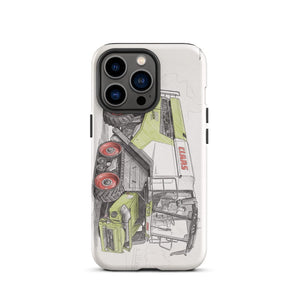 Furrow & Fields Tough Case for iPhone® iPhone 13 Pro CLAAS Lexion 8600 TerraTrac Pencil Sketch | Tough Case for iPhone® Quality Farmers Merch