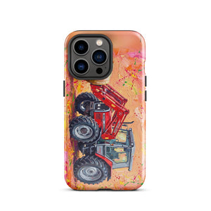 Furrow & Fields Tough Case for iPhone® iPhone 13 Pro Massey Ferguson 3070 Autotronic Splash Art | Tough Case for iPhone® Quality Farmers Merch