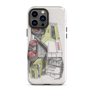 Furrow & Fields Tough Case for iPhone® iPhone 13 Pro Max CLAAS Lexion 8600 TerraTrac Pencil Sketch | Tough Case for iPhone® Quality Farmers Merch