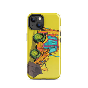 Furrow & Fields Tough Case for iPhone® iPhone 14 JCB 3CX Sitemaster Plus Pop Art | Tough Case for iPhone® Quality Farmers Merch