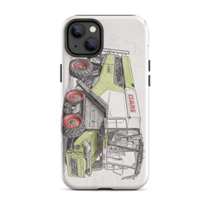 Furrow & Fields Tough Case for iPhone® iPhone 14 Plus CLAAS Lexion 8600 TerraTrac Pencil Sketch | Tough Case for iPhone® Quality Farmers Merch