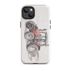 Furrow & Fields Tough Case for iPhone® iPhone 14 Plus Massey Ferguson 6255 Pencil Sketch | Tough Case for iPhone® Quality Farmers Merch