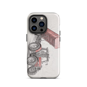 Furrow & Fields Tough Case for iPhone® iPhone 14 Pro Massey Ferguson 6180 Pencil Sketch | Tough Case for iPhone® Quality Farmers Merch