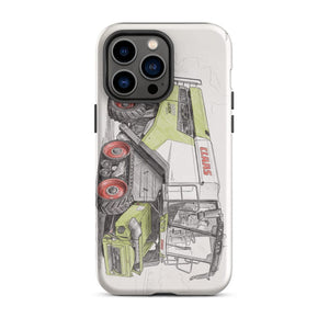 Furrow & Fields Tough Case for iPhone® iPhone 14 Pro Max CLAAS Lexion 8600 TerraTrac Pencil Sketch | Tough Case for iPhone® Quality Farmers Merch