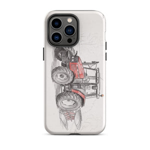 Furrow & Fields Tough Case for iPhone® iPhone 14 Pro Max Massey Ferguson 6255 Pencil Sketch | Tough Case for iPhone® Quality Farmers Merch