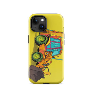 Furrow & Fields Tough Case for iPhone® iPhone 15 JCB 3CX Sitemaster Plus Pop Art | Tough Case for iPhone® Quality Farmers Merch