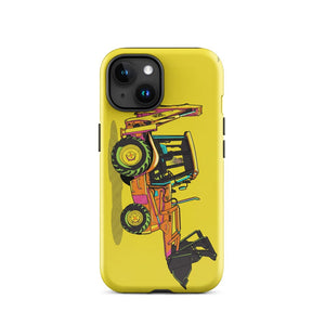 Furrow & Fields Tough Case for iPhone® iPhone 15 JCB 3CX Sitemaster SRS Pop Art | Tough Case for iPhone® Quality Farmers Merch