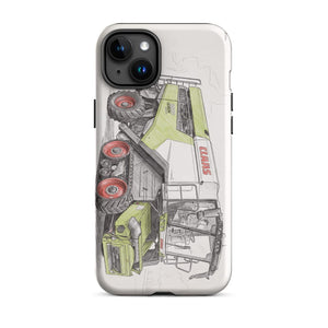 Furrow & Fields Tough Case for iPhone® iPhone 15 Plus CLAAS Lexion 8600 TerraTrac Pencil Sketch | Tough Case for iPhone® Quality Farmers Merch