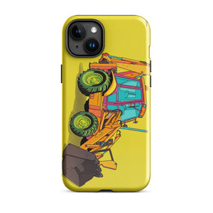 Furrow & Fields Tough Case for iPhone® iPhone 15 Plus JCB 3CX Sitemaster Plus Pop Art | Tough Case for iPhone® Quality Farmers Merch