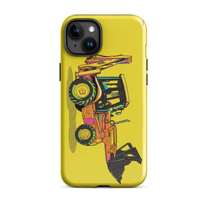 Furrow & Fields Tough Case for iPhone® iPhone 15 Plus JCB 3CX Sitemaster SRS Pop Art | Tough Case for iPhone® Quality Farmers Merch