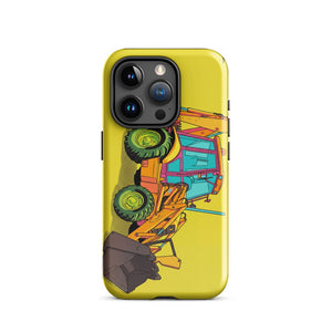 Furrow & Fields Tough Case for iPhone® iPhone 15 Pro JCB 3CX Sitemaster Plus Pop Art | Tough Case for iPhone® Quality Farmers Merch