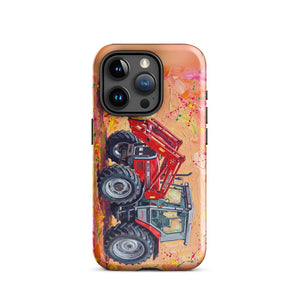 Furrow & Fields Tough Case for iPhone® iPhone 15 Pro Massey Ferguson 3070 Autotronic Splash Art | Tough Case for iPhone® Quality Farmers Merch