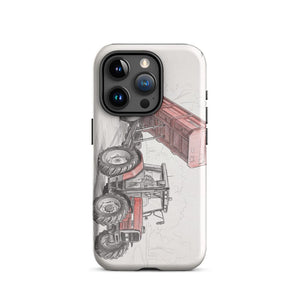 Furrow & Fields Tough Case for iPhone® iPhone 15 Pro Massey Ferguson 6180 Pencil Sketch | Tough Case for iPhone® Quality Farmers Merch