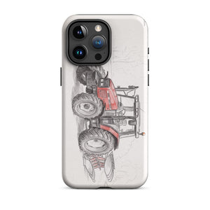 Furrow & Fields Tough Case for iPhone® iPhone 15 Pro Max Massey Ferguson 6255 Pencil Sketch | Tough Case for iPhone® Quality Farmers Merch