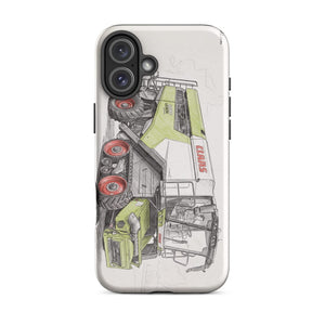 Furrow & Fields Tough Case for iPhone® iPhone 16 Plus CLAAS Lexion 8600 TerraTrac Pencil Sketch | Tough Case for iPhone® Quality Farmers Merch
