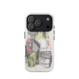 Furrow & Fields Tough Case for iPhone® iPhone 17 Pro CLAAS Lexion 8600 TerraTrac Pencil Sketch | Tough Case for iPhone® Quality Farmers Merch