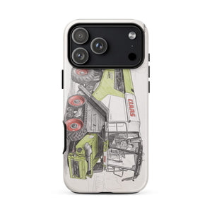 Furrow & Fields Tough Case for iPhone® iPhone 17 Pro Max CLAAS Lexion 8600 TerraTrac Pencil Sketch | Tough Case for iPhone® Quality Farmers Merch