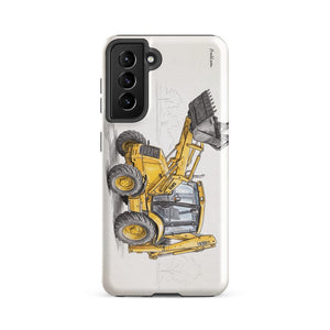 Furrow & Fields Tough case for Samsung® Glossy / Samsung Galaxy S21 FE JCB 3CX Sitemaster SRS Pencil Sketch | Tough case for Samsung® Quality Farmers Merch