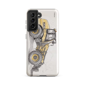 Furrow & Fields Tough case for Samsung® Glossy / Samsung Galaxy S21 FE JCB TM420 Pencil Sketch | Tough case for Samsung® Quality Farmers Merch