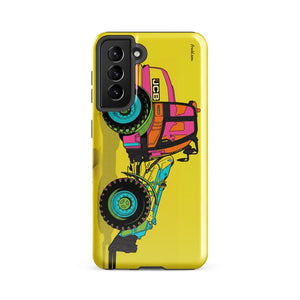Furrow & Fields Tough case for Samsung® Glossy / Samsung Galaxy S21 FE JCB TM420 Pop Art | Tough case for Samsung® Quality Farmers Merch