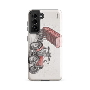Furrow & Fields Tough case for Samsung® Glossy / Samsung Galaxy S21 FE Massey Ferguson 6180 Pencil Sketch | Tough case for Samsung® Quality Farmers Merch