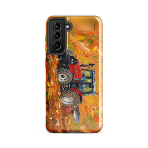 Furrow & Fields Tough case for Samsung® Glossy / Samsung Galaxy S21 FE Massey Ferguson 6255 Splash Art | Tough case for Samsung® Quality Farmers Merch