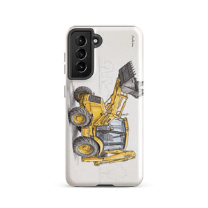 Furrow & Fields Tough case for Samsung® Glossy / Samsung Galaxy S21 JCB 3CX Sitemaster SRS Pencil Sketch | Tough case for Samsung® Quality Farmers Merch