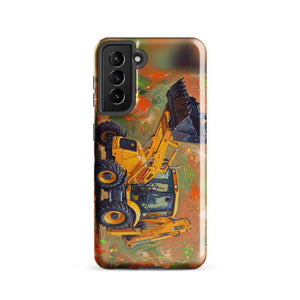 Furrow & Fields Tough case for Samsung® Glossy / Samsung Galaxy S21 JCB 3CX Sitemaster SRS Splash Art | Tough case for Samsung® Quality Farmers Merch