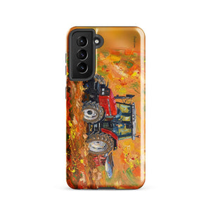 Furrow & Fields Tough case for Samsung® Glossy / Samsung Galaxy S21 Massey Ferguson 6255 Splash Art | Tough case for Samsung® Quality Farmers Merch