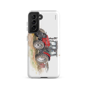 Furrow & Fields Tough case for Samsung® Glossy / Samsung Galaxy S21 Massey Ferguson 6255 Watercolor | Tough case for Samsung® Quality Farmers Merch