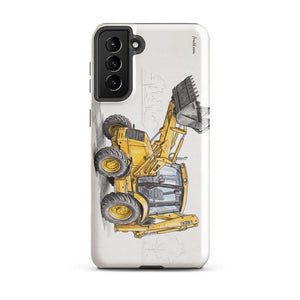 Furrow & Fields Tough case for Samsung® Glossy / Samsung Galaxy S21 Plus JCB 3CX Sitemaster SRS Pencil Sketch | Tough case for Samsung® Quality Farmers Merch