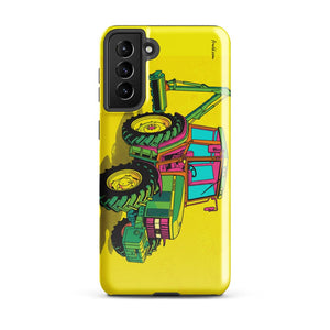 Furrow & Fields Tough case for Samsung® Glossy / Samsung Galaxy S21 Plus John Deere 6910 with Hedge Cutter Pop Art | Tough case for Samsung® Quality Farmers Merch