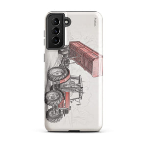 Furrow & Fields Tough case for Samsung® Glossy / Samsung Galaxy S21 Plus Massey Ferguson 6180 Pencil Sketch | Tough case for Samsung® Quality Farmers Merch
