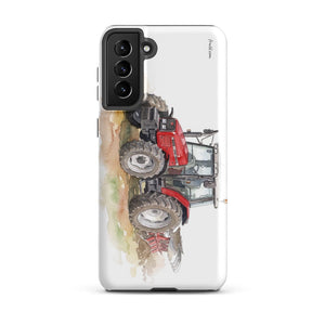 Furrow & Fields Tough case for Samsung® Glossy / Samsung Galaxy S21 Plus Massey Ferguson 6255 Watercolor | Tough case for Samsung® Quality Farmers Merch
