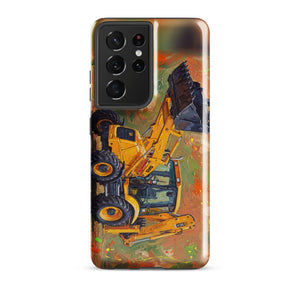 Furrow & Fields Tough case for Samsung® Glossy / Samsung Galaxy S21 Ultra JCB 3CX Sitemaster SRS Splash Art | Tough case for Samsung® Quality Farmers Merch