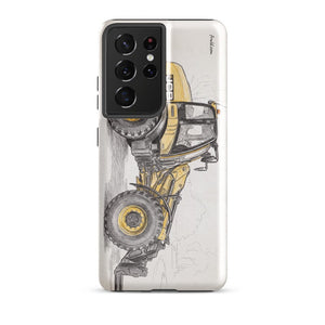 Furrow & Fields Tough case for Samsung® Glossy / Samsung Galaxy S21 Ultra JCB TM420 Pencil Sketch | Tough case for Samsung® Quality Farmers Merch
