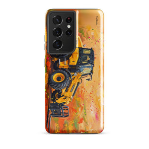 Furrow & Fields Tough case for Samsung® Glossy / Samsung Galaxy S21 Ultra JCB TM420 Splash Art | Tough case for Samsung® Quality Farmers Merch